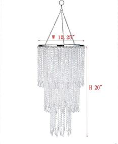 img 3 attached to 💎 Contemporary Chrome Beaded Pendant Chandelier (W10.25 x H20”), 3-Tier Beads Ceiling Lampshade with Acrylic Jewel Droplets, Crystal Iridescent Beaded Hanging Lampshade