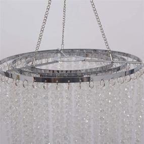 img 2 attached to 💎 Contemporary Chrome Beaded Pendant Chandelier (W10.25 x H20”), 3-Tier Beads Ceiling Lampshade with Acrylic Jewel Droplets, Crystal Iridescent Beaded Hanging Lampshade