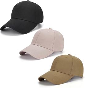 img 4 attached to 🧢 AOSMI 3-Pack Unisex Plain Cotton Strapback Baseball Hat - Adjustable & One Size Fits All - Low Profile Blank Ball Cap for Men and Women