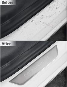 img 1 attached to 🚪 Enhanced Stainless Steel Rear Door Sill Protection for Motrobe Tesla Model 3