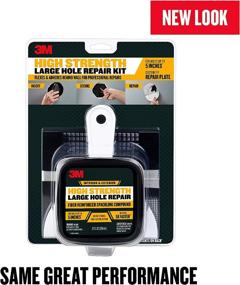 img 2 attached to 🔧 3M High Strength Large Hole Repair Kit: 12 fl. oz Compound, Self-Adhesive Back Plate, Putty Knife, Sanding Pad
