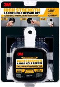 img 4 attached to 🔧 3M High Strength Large Hole Repair Kit: 12 fl. oz Compound, Self-Adhesive Back Plate, Putty Knife, Sanding Pad