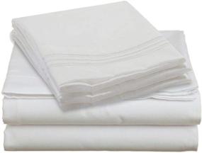 img 2 attached to 🛏️ Clara Clark Premier 1800 Series Queen Bed Sheet Set - White, Hypoallergenic, Deep Pocket, 4pc