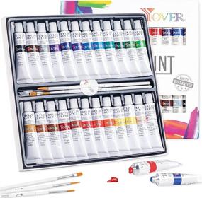img 4 attached to Premium Acrylic Paint Set for Canvas Painting: 24 Color Art Kit for Canvas, Rocks, Wood, Ceramic, Fabric & Clay Crafts - Vibrant Pigments, Ideal for Kids, Teens, Beginners, Adults, Artists - Craft Supplies Included