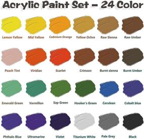 img 3 attached to Premium Acrylic Paint Set for Canvas Painting: 24 Color Art Kit for Canvas, Rocks, Wood, Ceramic, Fabric & Clay Crafts - Vibrant Pigments, Ideal for Kids, Teens, Beginners, Adults, Artists - Craft Supplies Included