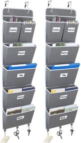 img 4 attached to 📚 JARLINK Over The Door File Organizer - 2 Pack, 5-Shelf Hanging Wall File Storage for Office or Home - Grey