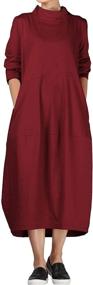 img 2 attached to 👗 Stylish and Comfortable: Mordenmiss Women's Autumn Turtleneck Long Baggy Dress with Pockets for Effortless Fashion
