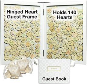 img 4 attached to 🎉 Wedding Guest Drop Top Frame: A Unique Guest Book Alternative with 140 Blank Wooden Hearts and a Picture Frame – Hinged for Easy Tabletop Display