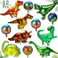 🦖 dinosaur balloons: 12-piece foil balloons for dinosaur party supplies & jungle theme events логотип