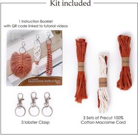 img 3 attached to 🔑 MacraWish Macrame Kits for Beginners: DIY Macrame Keychain Set with 4mm Cotton Cord, Supplies, Instruction Booklet, and Video Guide for Crafting 3 Popular-Style Keychains for Adults