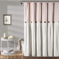 🛁 lush decor blush and white linen button shower curtain - 72 inch x 72 inch logo