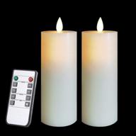 only-us flameless candles set of 2 - flickering led candles battery operated with remote control timers - ivory pillars flat top - ideal for fireplace, bedroom, living room, and party ambiance логотип