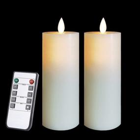 img 4 attached to Only-us Flameless Candles Set of 2 - Flickering LED Candles Battery Operated with Remote Control Timers - Ivory Pillars Flat Top - Ideal for Fireplace, Bedroom, Living Room, and Party Ambiance