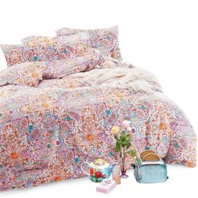 img 3 attached to Wake In Cloud - Bohemian Comforter Set: Moroccan Mandala Print, Queen Size, 100% Cotton with Soft Microfiber Fill - Boho Chic Bedding Collection (3pcs)
