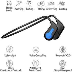 img 2 attached to Наушники с проводимостью Bluetooth Водонепроницаемые плавательные наушники