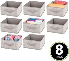 img 3 attached to mDesign Soft Fabric Modular Closet Organizer Box with Handle for Cube Storage Units in Closet, Bedroom - Ideal for Clothing, T Shirts, Leggings, Accessories - Textured Print, 8 Pack - Linen/Tan