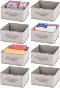 img 4 attached to mDesign Soft Fabric Modular Closet Organizer Box with Handle for Cube Storage Units in Closet, Bedroom - Ideal for Clothing, T Shirts, Leggings, Accessories - Textured Print, 8 Pack - Linen/Tan