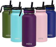 💧 mira 32 oz stainless steel water bottle with straw lid - hydro vacuum insulated metal thermos flask: keeps drinks cold for 24 hours, hot for 12 hours - bpa-free straw cap - iris логотип