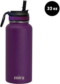 img 3 attached to 💧 MIRA 32 oz Stainless Steel Water Bottle with Straw Lid - Hydro Vacuum Insulated Metal Thermos Flask: Keeps Drinks Cold for 24 Hours, Hot for 12 Hours - BPA-Free Straw Cap - Iris