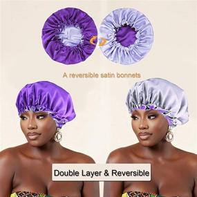 img 1 attached to 🔥 5pcs Large Satin Bonnet for Curly Natural Hair - Reversible Silk Hair Cap for Women Sleeping,188 - Ultimate Hair Protection and Comfort