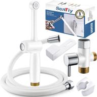 🚽 premium white solid brass handheld bidet sprayer for toilet - sontiy cloth diaper sprayer for toilet, muslim shower, jet spray for toilet seat. anti-high water pressure bidet with adjustable pressure control. logo