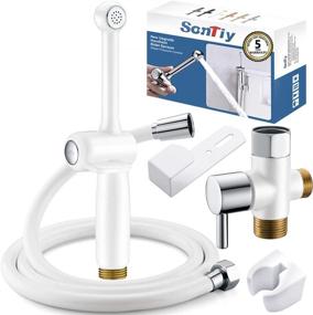 img 4 attached to 🚽 Premium White Solid Brass Handheld Bidet Sprayer for Toilet - SonTiy Cloth Diaper Sprayer for Toilet, Muslim Shower, Jet Spray for Toilet Seat. Anti-High Water Pressure Bidet with Adjustable Pressure Control.