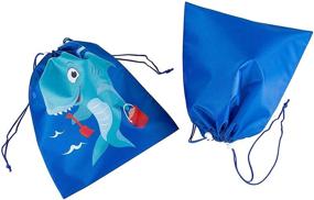 img 2 attached to Shark Party Drawstring Favor Bags - 12 Pack (10 x 12 Inches)