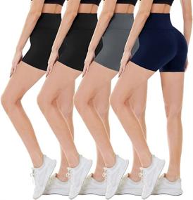img 4 attached to 🏋️ CAMPSNAIL 4 Pack Women's High Waist Biker Shorts - 5" Soft Summer Shorts for Running, Gym, and Athletic Activities with Spandex Fabric