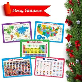 img 3 attached to 🌎 Simply Magic 5 Placemats for Kids - Non Slip, Washable & Reusable Educational Placemats: USA & World Maps, Periodic Table, US Presidents - Plastic & Kid-Friendly