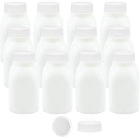 img 4 attached to 🥛 12-Pack of 8 oz Small Plastic Milk, Drink, Juice, and Water Bottles with White Caps - Ideal for Kids' Lunch