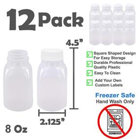 img 3 attached to 🥛 12-Pack of 8 oz Small Plastic Milk, Drink, Juice, and Water Bottles with White Caps - Ideal for Kids' Lunch