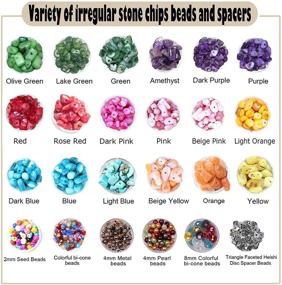 img 3 attached to 💎 Yholin Natural Irregular Chips Stone Beads Kit – 1899pcs Crushed Chunked & Drilled Beads with Spacers, Elastic String, Hooks – Ideal for Jewelry Making