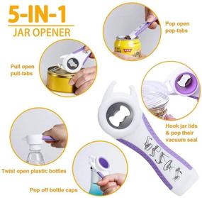 img 3 attached to 🍾 Convenient 2-Piece Bottle Opener Set: 5-in-1 and 6-in-1, Ideal for Seniors and Arthritis, Easy Twist Off Lids – Can, Soda, and Jar Openers in White Purple