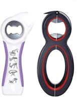 🍾 convenient 2-piece bottle opener set: 5-in-1 and 6-in-1, ideal for seniors and arthritis, easy twist off lids – can, soda, and jar openers in white purple logo