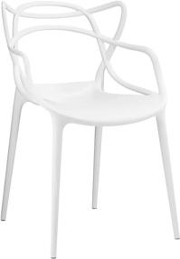 img 3 attached to 🪑 White Molded Plastic Kitchen and Dining Room Arm Chair by Modway Entangled - Fully Assembled