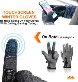 img 2 attached to Waterproof Winter Touch Screen Gloves for Men and Women - Warm Thermal Lining, Cold Weather Proof Gloves with 6 Touchscreen Fingers, Water Resistant Sport Gloves for Running, Cycling, and Driving