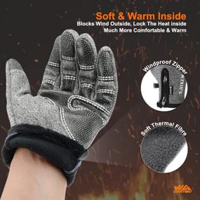 img 3 attached to Waterproof Winter Touch Screen Gloves for Men and Women - Warm Thermal Lining, Cold Weather Proof Gloves with 6 Touchscreen Fingers, Water Resistant Sport Gloves for Running, Cycling, and Driving