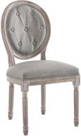 🪑 stylish and elegant: modway arise french vintage tufted upholstered fabric dining side chair in light gray logo