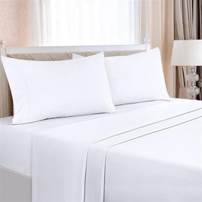 img 3 attached to 🛏️ Utopia Bedding Brushed Microfiber Queen Bed Sheet Set - 4 Piece - Fade & Shrinkage Resistant - Soft, Easy Care Sheets (White, Queen)