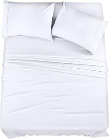img 4 attached to 🛏️ Utopia Bedding Brushed Microfiber Queen Bed Sheet Set - 4 Piece - Fade & Shrinkage Resistant - Soft, Easy Care Sheets (White, Queen)