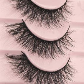 img 3 attached to 👁️ Pack of 10 Pairs 3D Strip Short Volume Faux Mink Wispy Cat Eye Lashes - Natural Fluffy Eyelashes - Bulk Sale of Fake Eyelashes