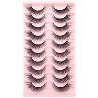 👁️ pack of 10 pairs 3d strip short volume faux mink wispy cat eye lashes - natural fluffy eyelashes - bulk sale of fake eyelashes logo