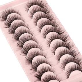 img 2 attached to 👁️ Pack of 10 Pairs 3D Strip Short Volume Faux Mink Wispy Cat Eye Lashes - Natural Fluffy Eyelashes - Bulk Sale of Fake Eyelashes