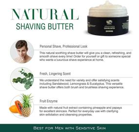 img 1 attached to Moisturizing Lemongrass & Eucalyptus Shaving Butter, 4 fl oz 🪒 - Shea Butter & Aloe Juice Infused Non-Foaming Shaving Cream for Men