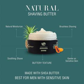 img 2 attached to Moisturizing Lemongrass & Eucalyptus Shaving Butter, 4 fl oz 🪒 - Shea Butter & Aloe Juice Infused Non-Foaming Shaving Cream for Men