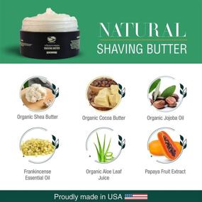 img 3 attached to Moisturizing Lemongrass & Eucalyptus Shaving Butter, 4 fl oz 🪒 - Shea Butter & Aloe Juice Infused Non-Foaming Shaving Cream for Men