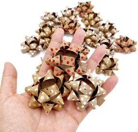 img 2 attached to 🎁 2-inch Kraft Paper Mini Gift Bows: Christmas Self-Adhesive Wrapping Bows - 60pcs 2" | Foil Hot-Stamp Polka-Dot Design in 3 Colors (Gold, Red, Silver)
