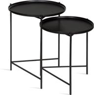 🌟 enhance your interior with kate and laurel ulani round metal accent tables, 2 piece set in elegant black logo