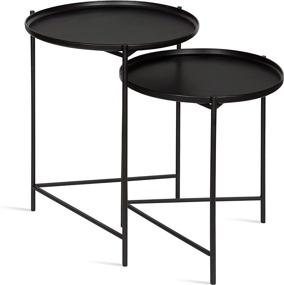 img 2 attached to 🌟 Enhance Your Interior with Kate and Laurel Ulani Round Metal Accent Tables, 2 Piece Set in Elegant Black