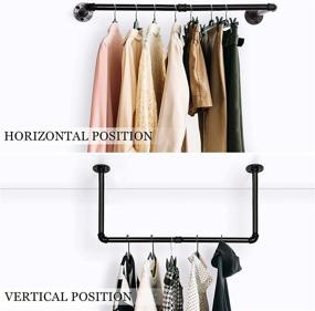 img 1 attached to 👗 Set of 2 Wall-Mounted Vintage Industrial Pipe Clothing Racks - Sturdy Multi-Purpose Clothes Hanger Rack for Storage, Black